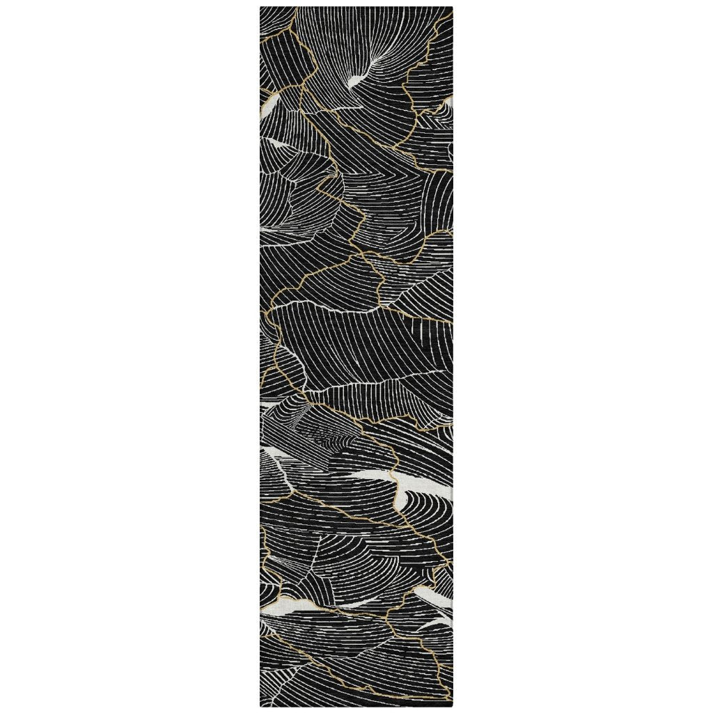 LOOMLAN Rugs Sahari Black Washable Indoor-Outdoor Rug