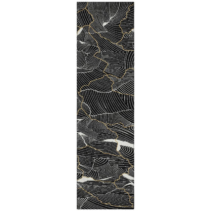 LOOMLAN Rugs Sahari Black Washable Indoor-Outdoor Rug