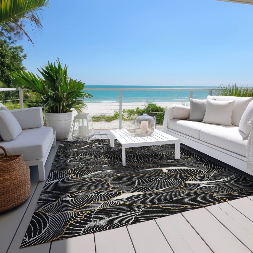 LOOMLAN Rugs Sahari Black Washable Indoor-Outdoor Rug