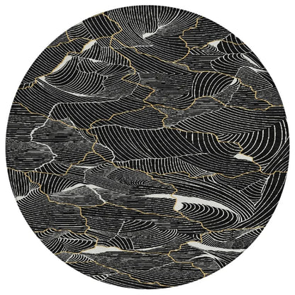 LOOMLAN Rugs Sahari Black Washable Indoor-Outdoor Rug