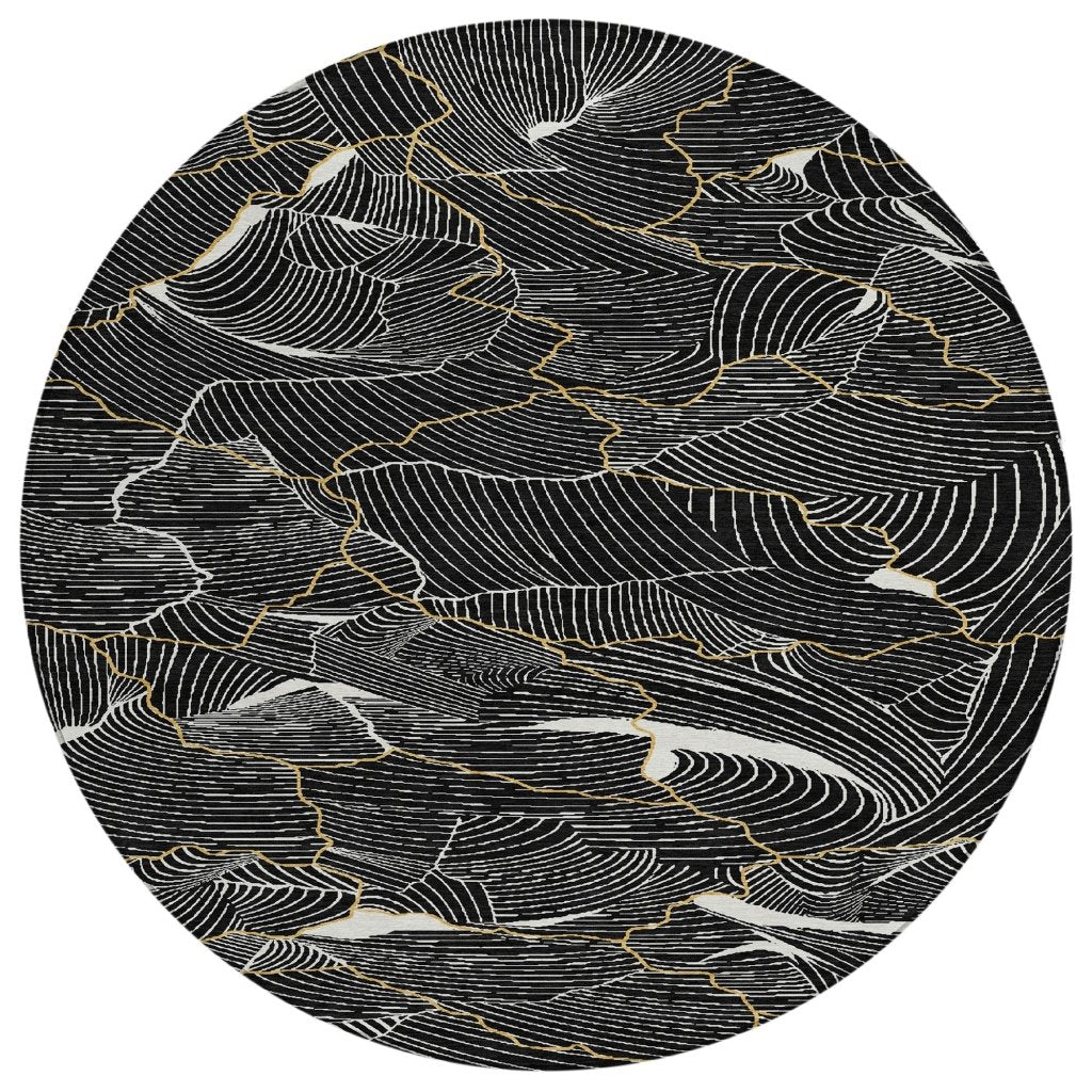 LOOMLAN Rugs Sahari Black Washable Indoor-Outdoor Rug