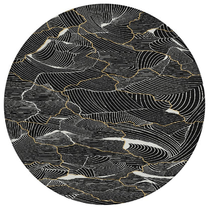 LOOMLAN Rugs Sahari Black Washable Indoor-Outdoor Rug