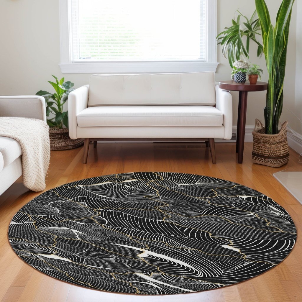 LOOMLAN Rugs Sahari Black Washable Indoor-Outdoor Rug