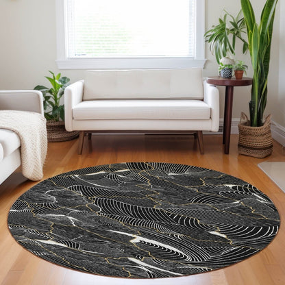 LOOMLAN Rugs Sahari Black Washable Indoor-Outdoor Rug