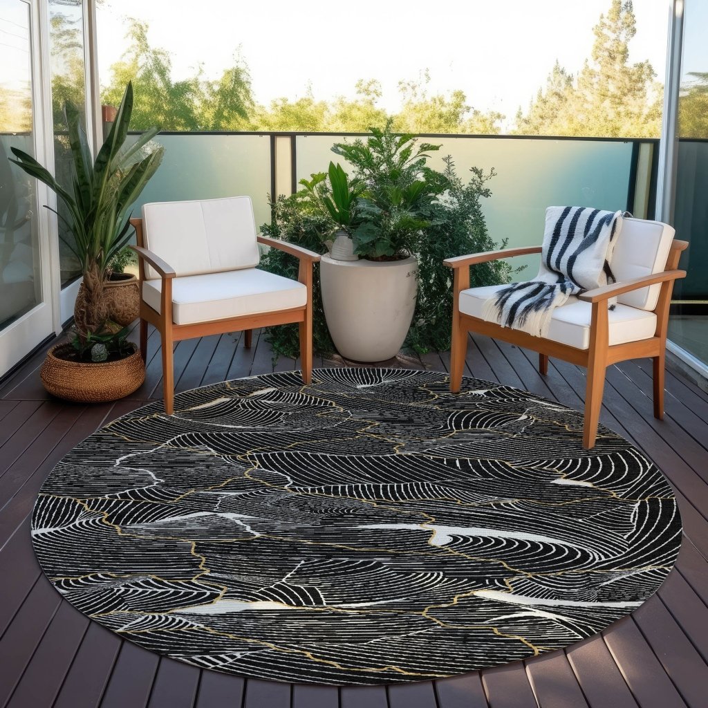 LOOMLAN Rugs Sahari Black Washable Indoor-Outdoor Rug