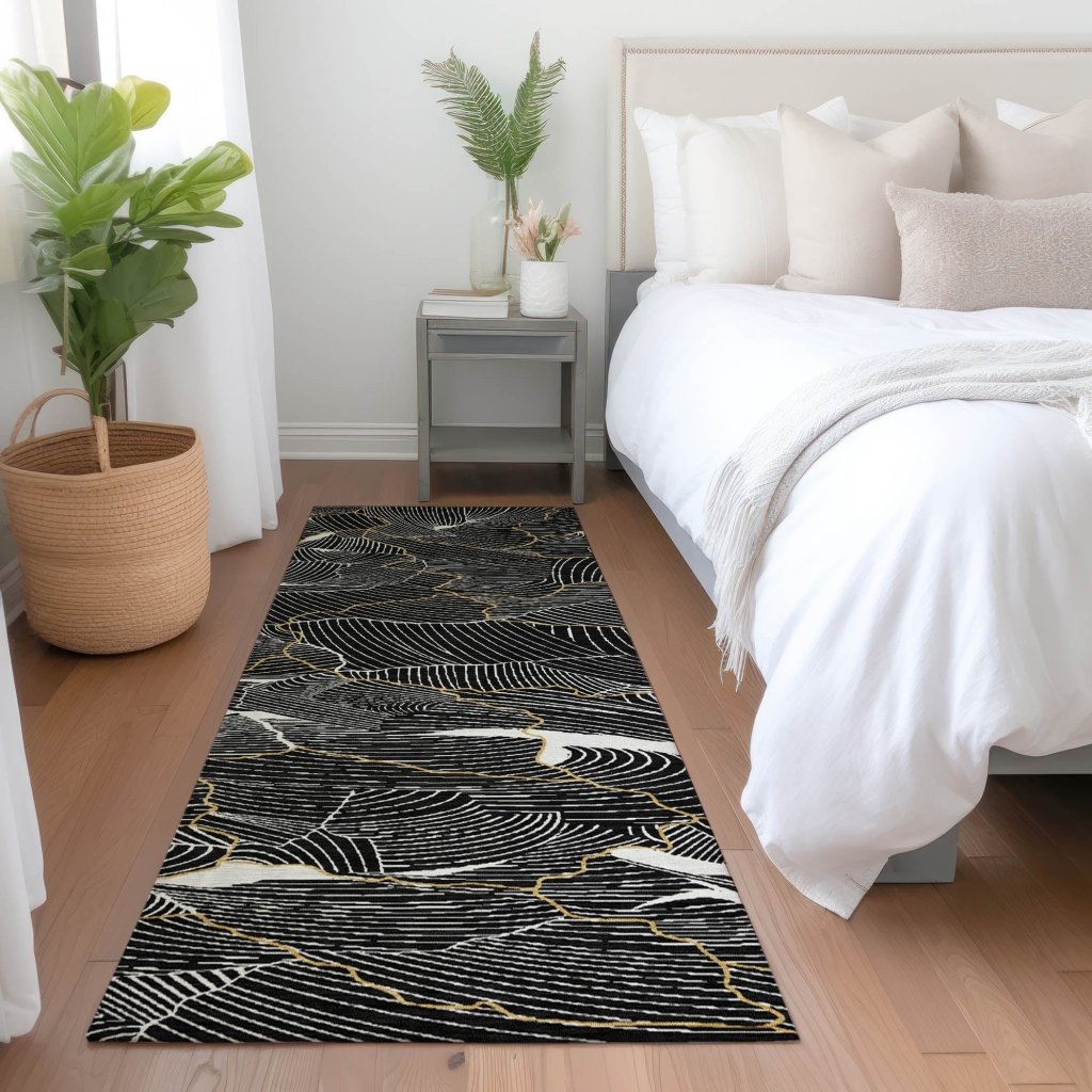 LOOMLAN Rugs Sahari Black Washable Indoor-Outdoor Rug