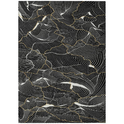 LOOMLAN Rugs Sahari Black Washable Indoor-Outdoor Rug