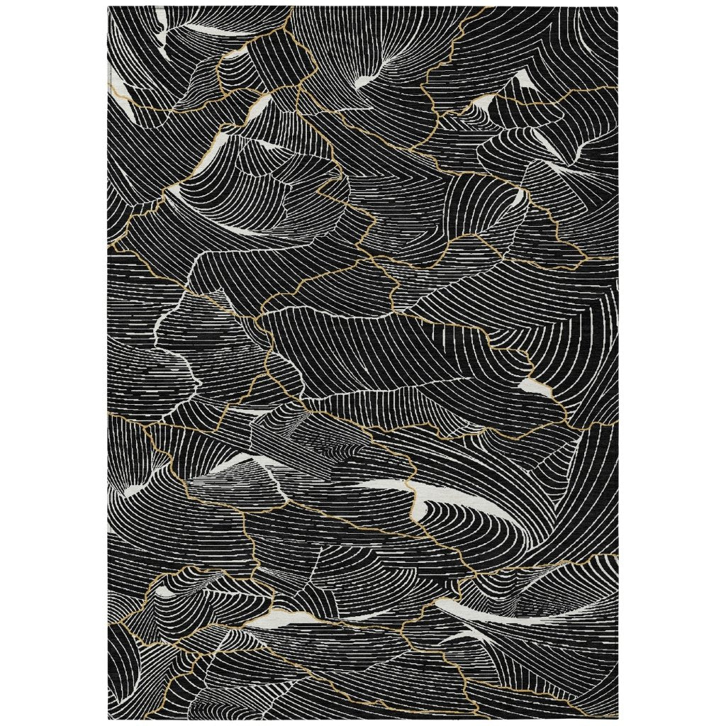 LOOMLAN Rugs Sahari Black Washable Indoor-Outdoor Rug