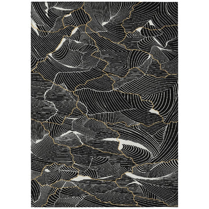 LOOMLAN Rugs Sahari Black Washable Indoor-Outdoor Rug