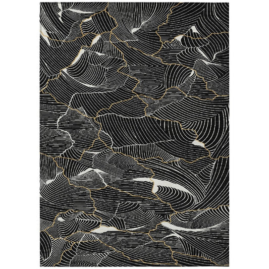 LOOMLAN Rugs Sahari Black Washable Indoor-Outdoor Rug