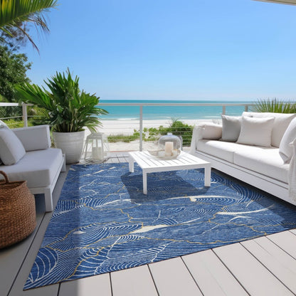 LOOMLAN Rugs Sahari Blue Washable Indoor-Outdoor Rug