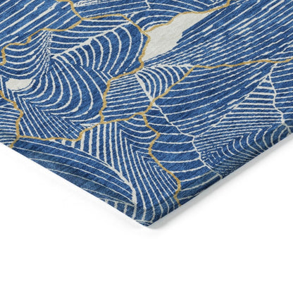 LOOMLAN Rugs Sahari Blue Washable Indoor-Outdoor Rug