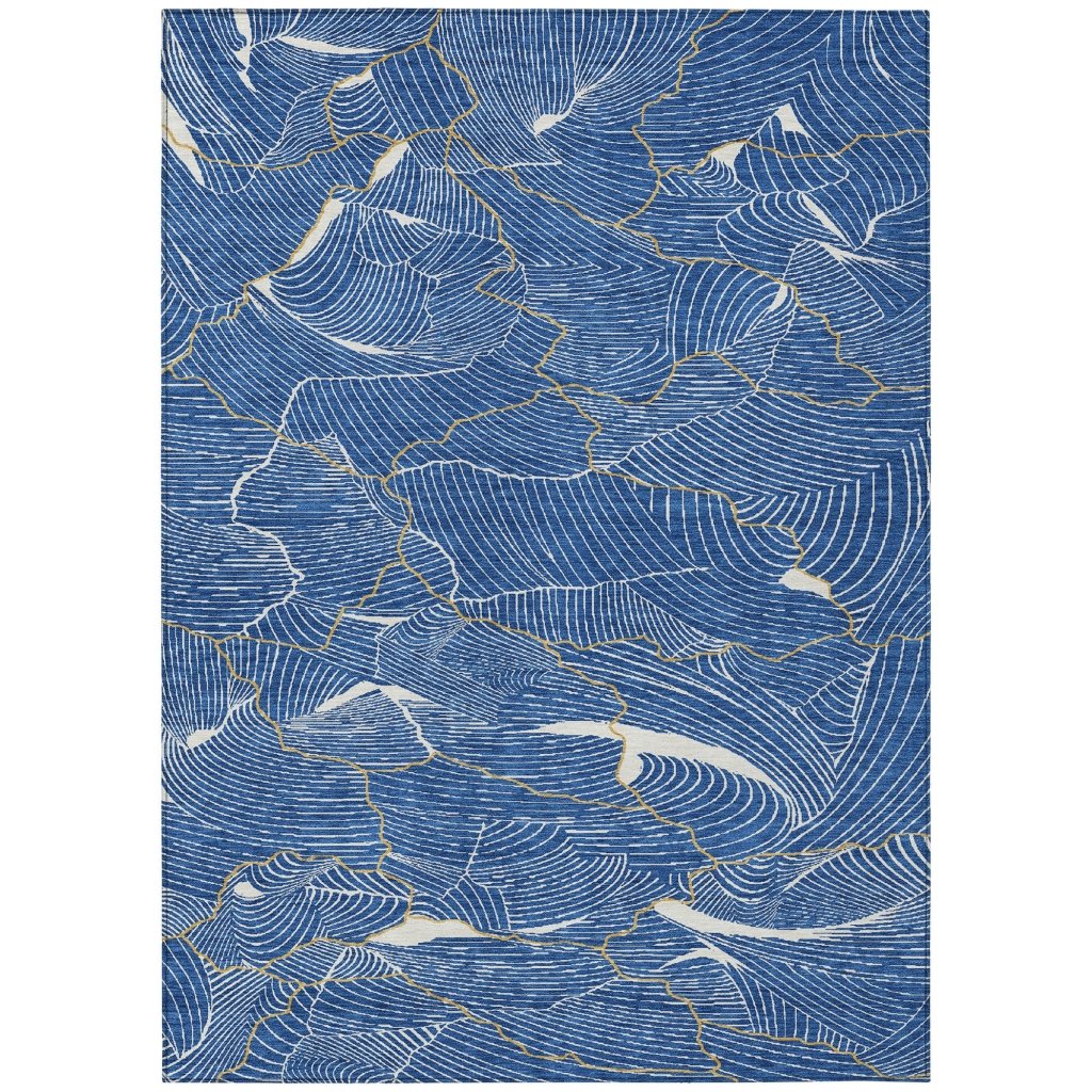 LOOMLAN Rugs Sahari Blue Washable Indoor-Outdoor Rug