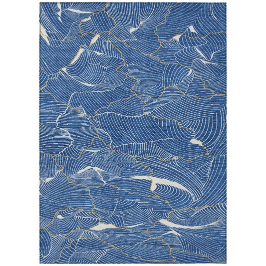 LOOMLAN Rugs Sahari Blue Washable Indoor-Outdoor Rug
