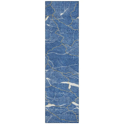LOOMLAN Rugs Sahari Blue Washable Indoor-Outdoor Rug