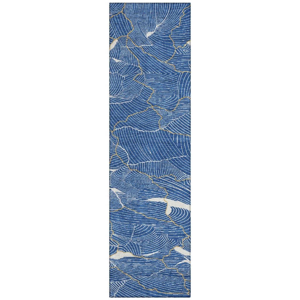 LOOMLAN Rugs Sahari Blue Washable Indoor-Outdoor Rug