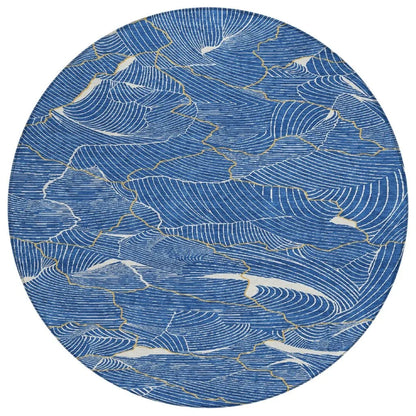 LOOMLAN Rugs Sahari Blue Washable Indoor-Outdoor Rug