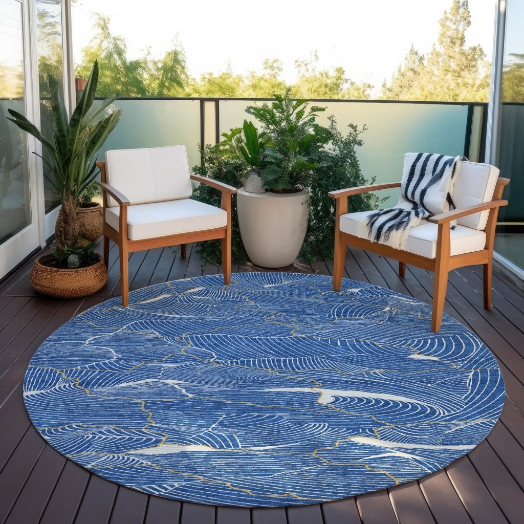 LOOMLAN Rugs Sahari Blue Washable Indoor-Outdoor Rug