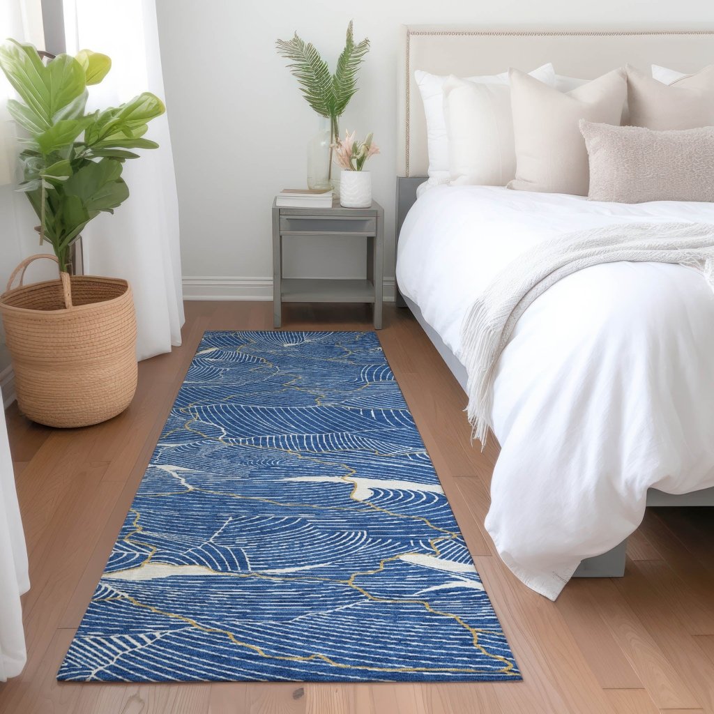 LOOMLAN Rugs Sahari Blue Washable Indoor-Outdoor Rug