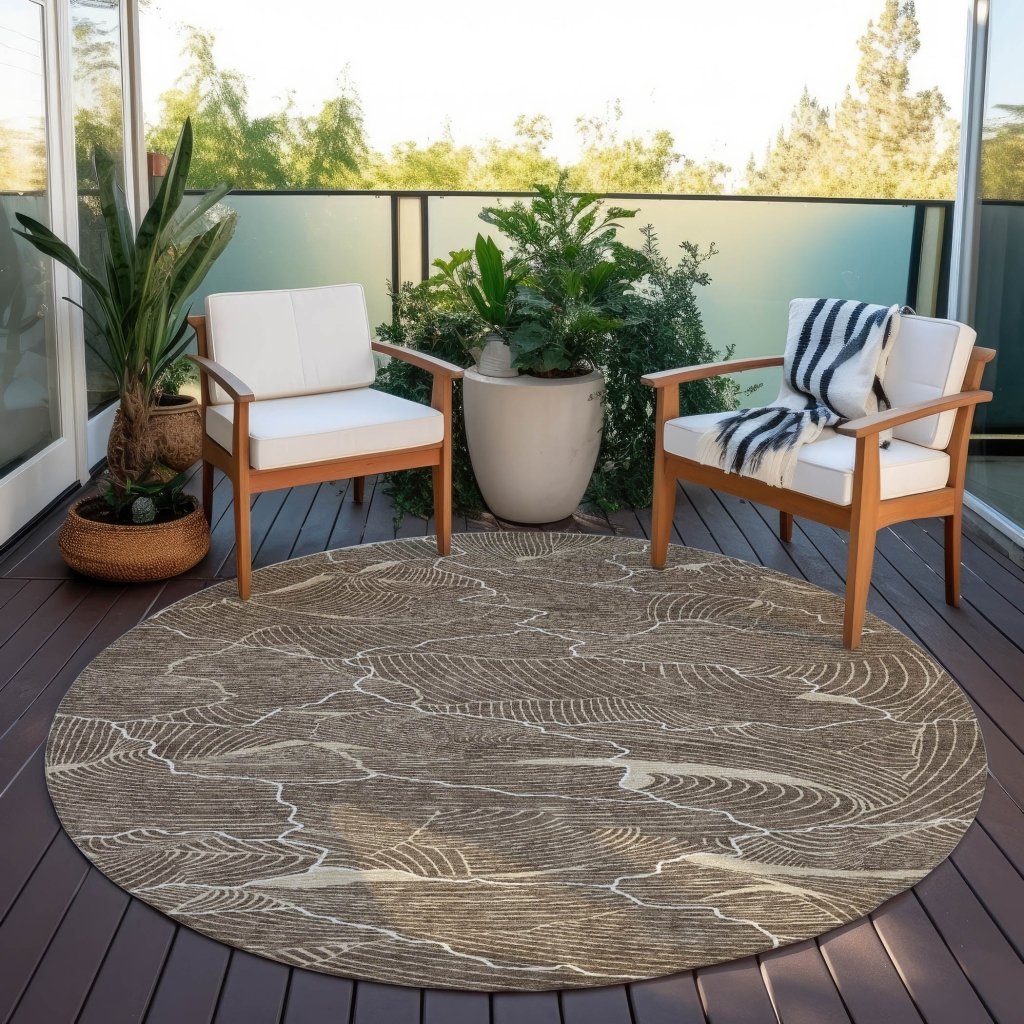 LOOMLAN Rugs Sahari Brown Washable Indoor-Outdoor Rug