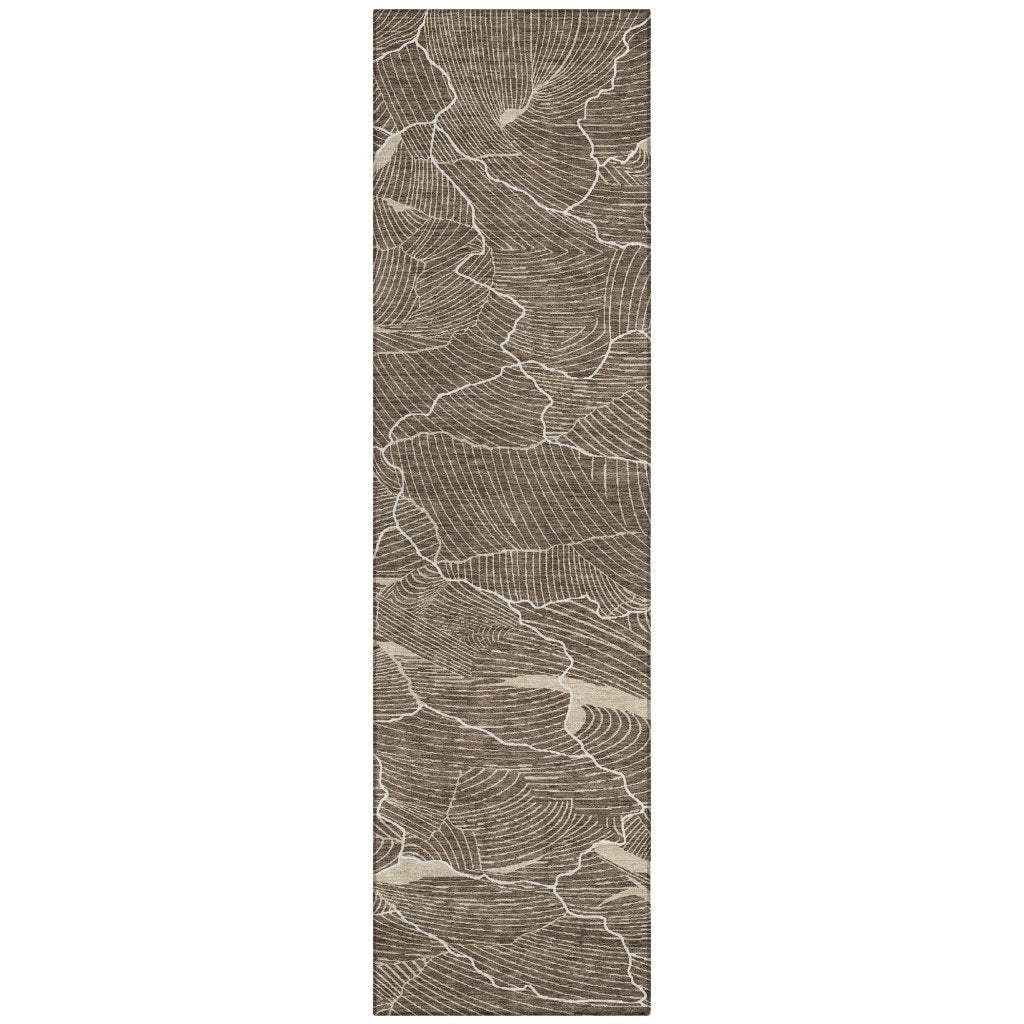 LOOMLAN Rugs Sahari Brown Washable Indoor-Outdoor Rug