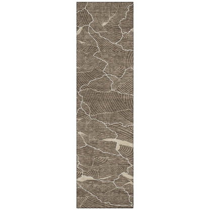 LOOMLAN Rugs Sahari Brown Washable Indoor-Outdoor Rug