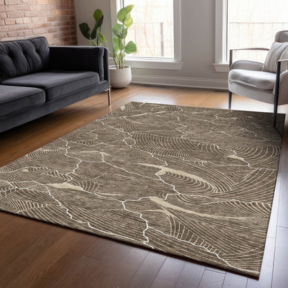 LOOMLAN Rugs Sahari Brown Washable Indoor-Outdoor Rug