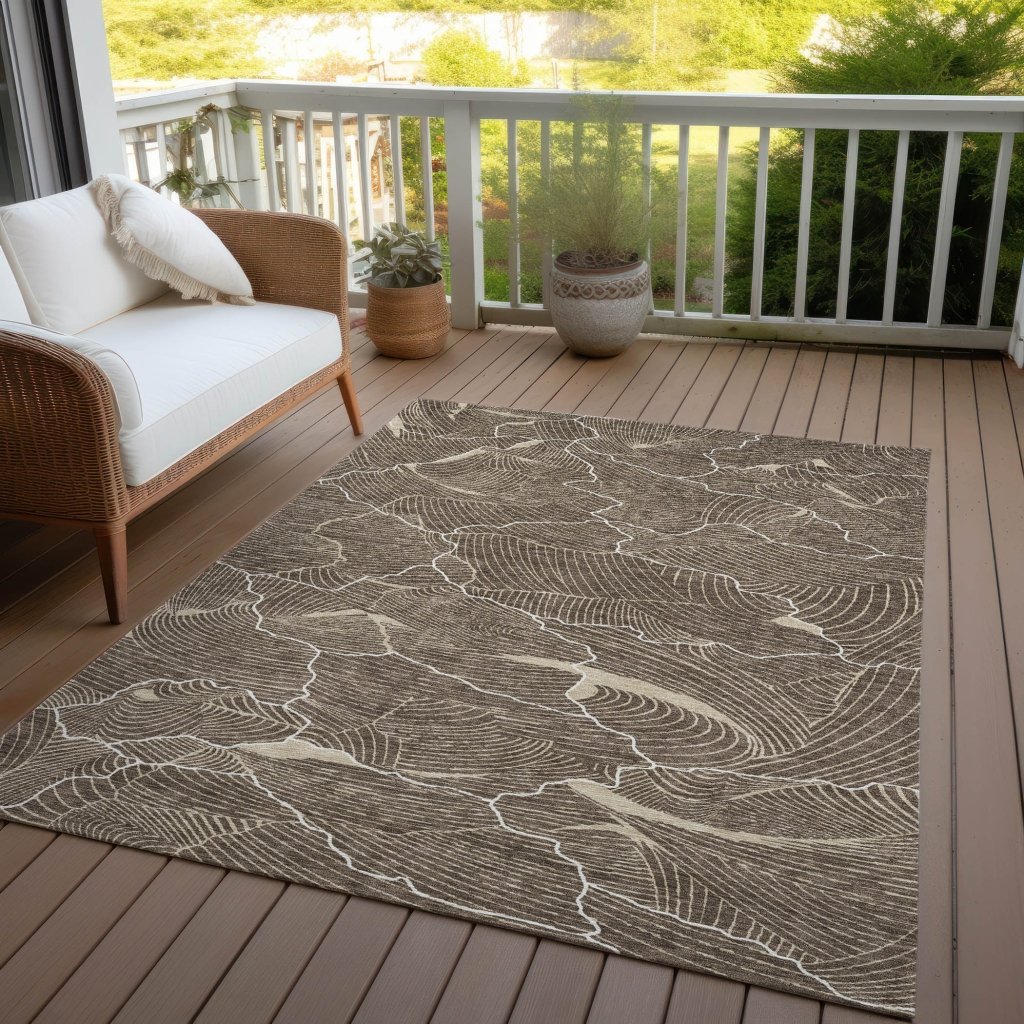 LOOMLAN Rugs Sahari Brown Washable Indoor-Outdoor Rug