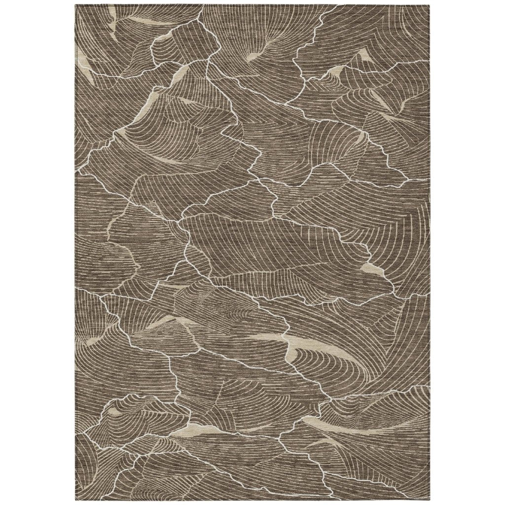 LOOMLAN Rugs Sahari Brown Washable Indoor-Outdoor Rug