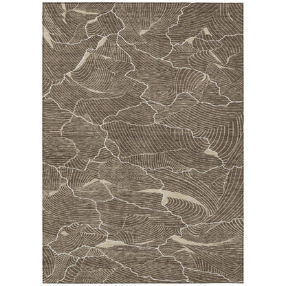 LOOMLAN Rugs Sahari Brown Washable Indoor-Outdoor Rug