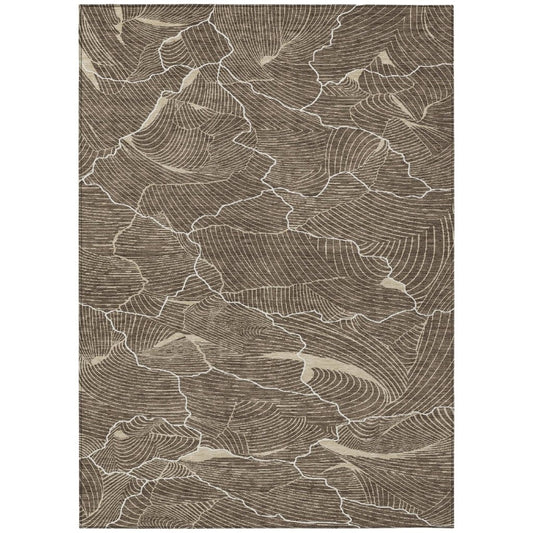 LOOMLAN Rugs Sahari Brown Washable Indoor-Outdoor Rug