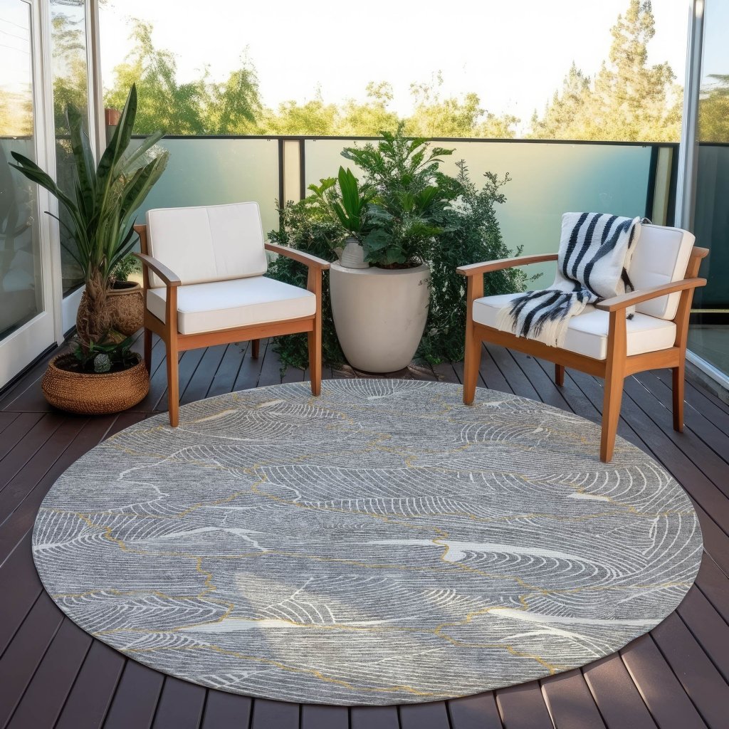 LOOMLAN Rugs Sahari Gray Washable Indoor-Outdoor Rug