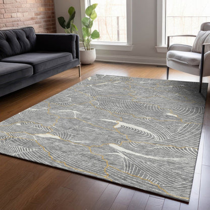 LOOMLAN Rugs Sahari Gray Washable Indoor-Outdoor Rug