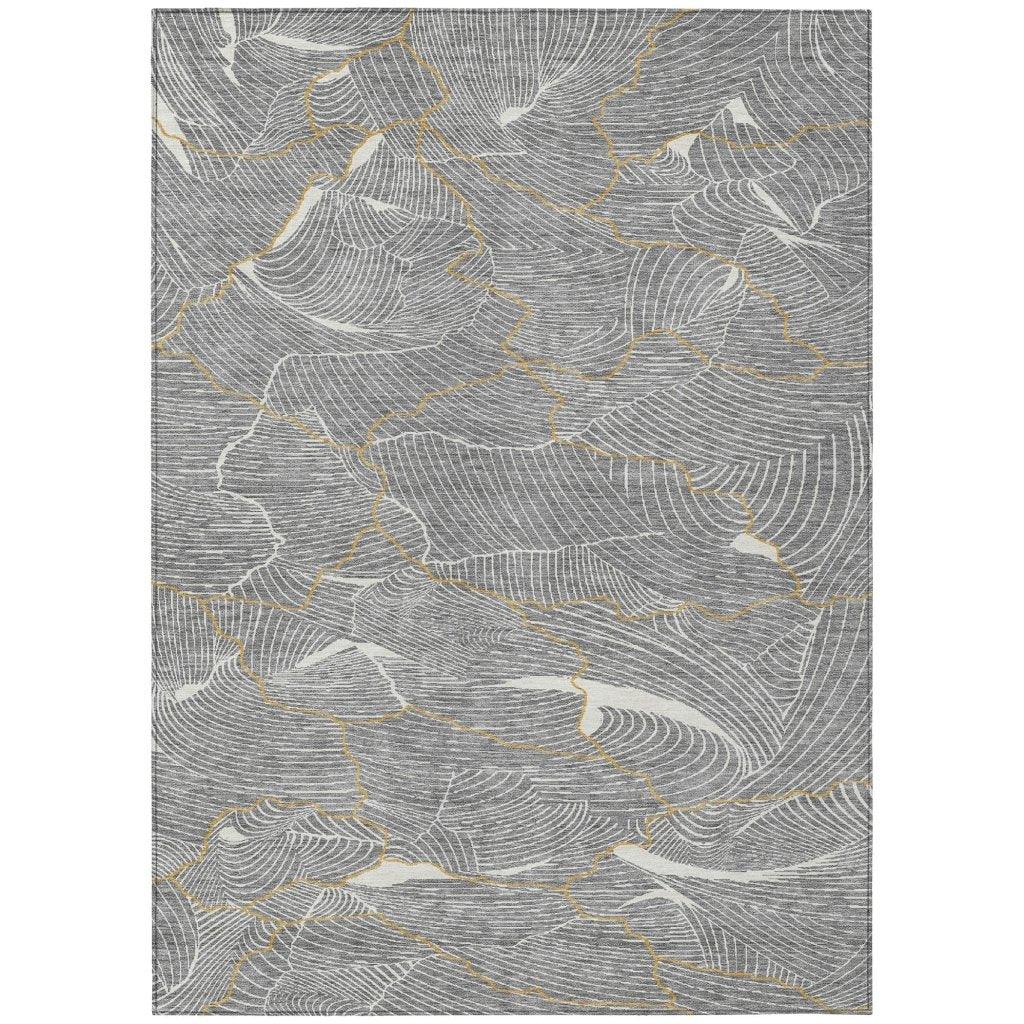 LOOMLAN Rugs Sahari Gray Washable Indoor-Outdoor Rug