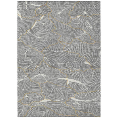 LOOMLAN Rugs Sahari Gray Washable Indoor-Outdoor Rug