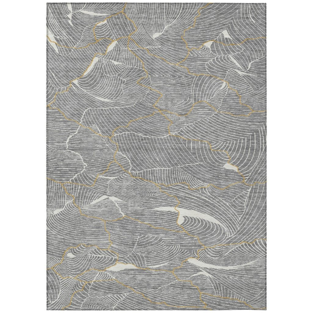 LOOMLAN Rugs Sahari Gray Washable Indoor-Outdoor Rug