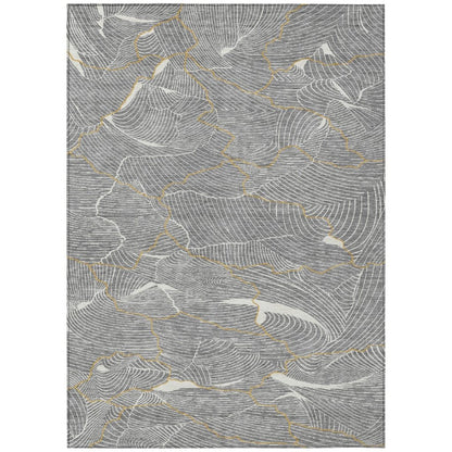 LOOMLAN Rugs Sahari Gray Washable Indoor-Outdoor Rug