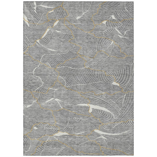LOOMLAN Rugs Sahari Gray Washable Indoor-Outdoor Rug