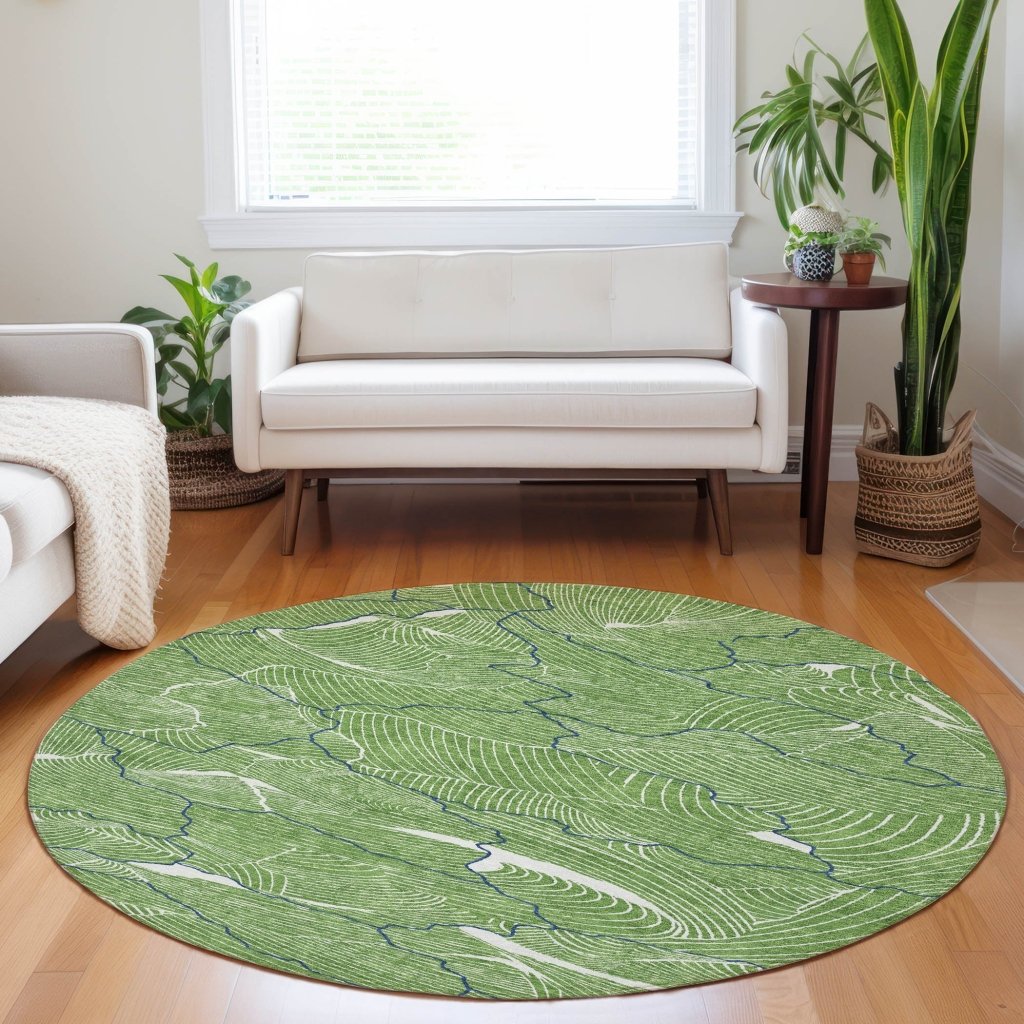 LOOMLAN Rugs Sahari Green Washable Indoor-Outdoor Rug
