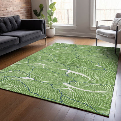 LOOMLAN Rugs Sahari Green Washable Indoor-Outdoor Rug