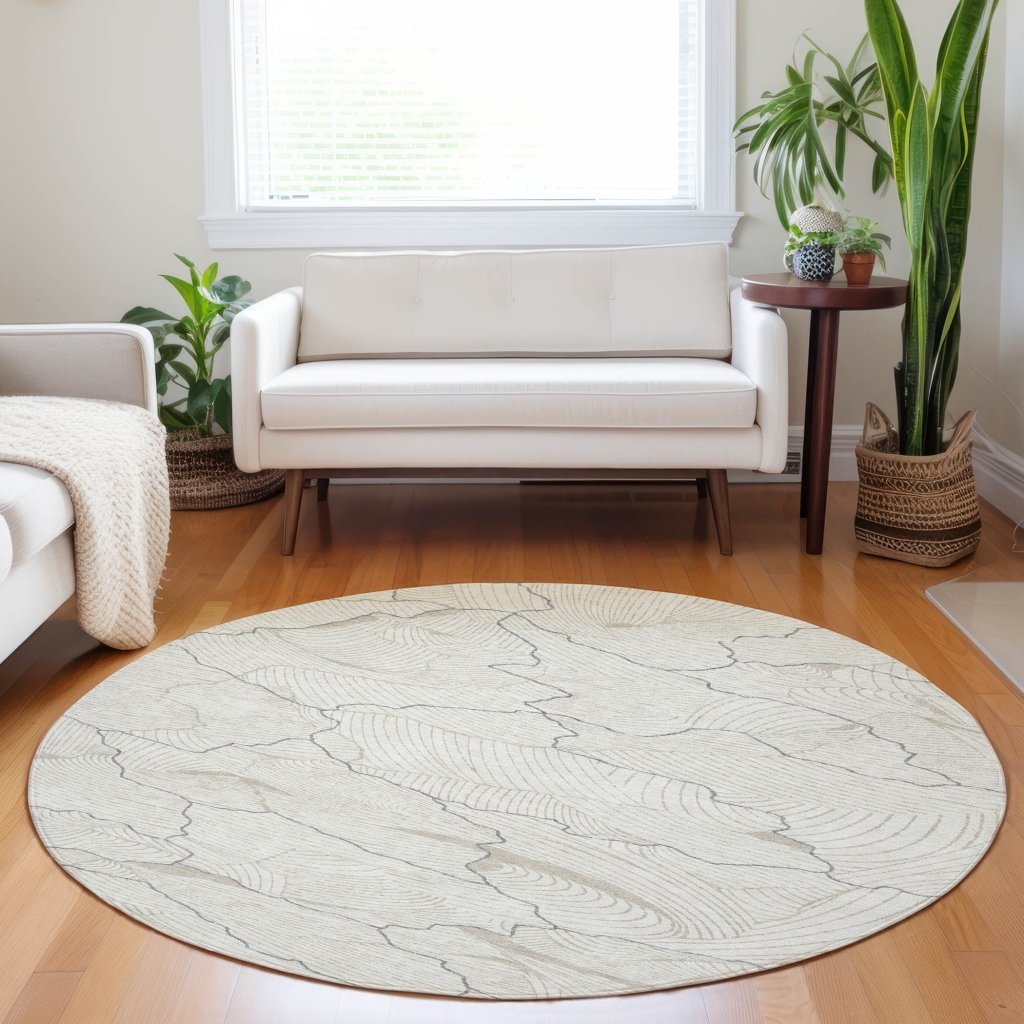 LOOMLAN Rugs Sahari Ivory Washable Indoor-Outdoor Rug