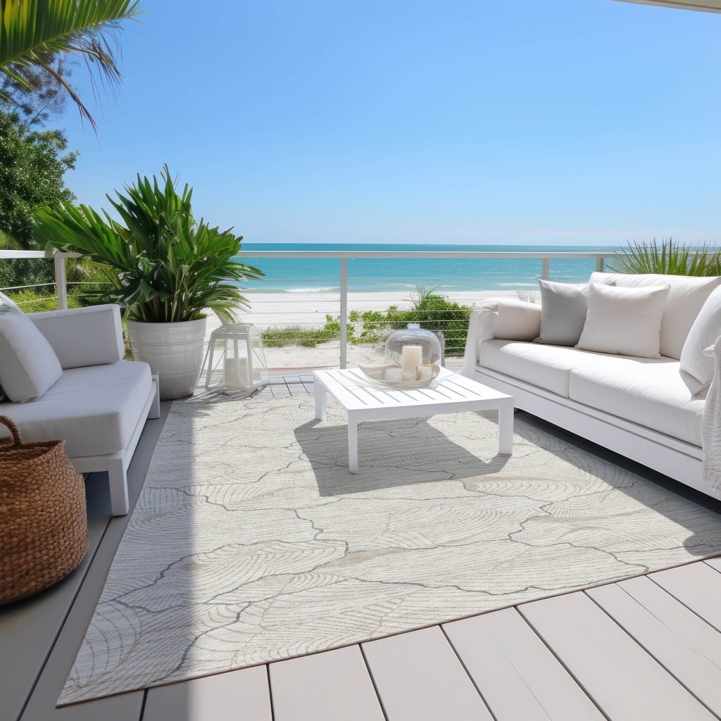 LOOMLAN Rugs Sahari Ivory Washable Indoor-Outdoor Rug