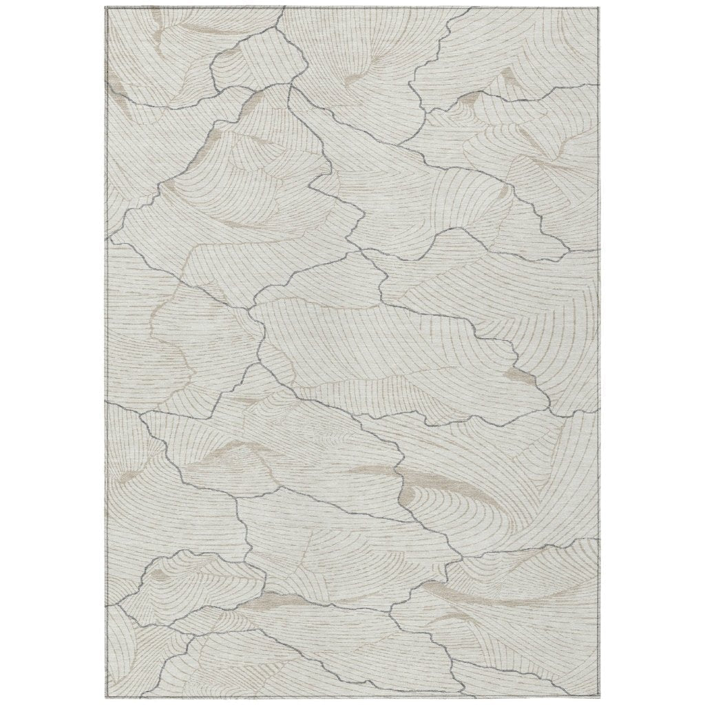 LOOMLAN Rugs Sahari Ivory Washable Indoor-Outdoor Rug
