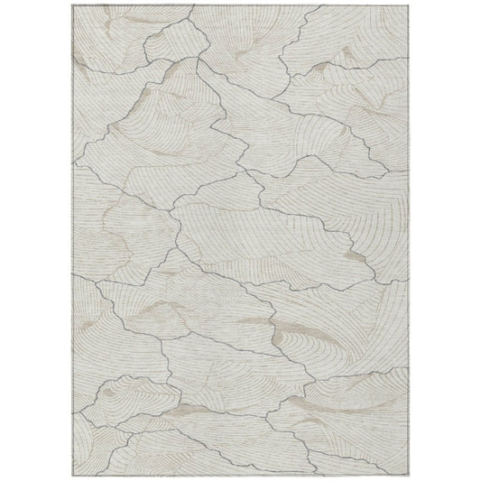 LOOMLAN Rugs Sahari Ivory Washable Indoor-Outdoor Rug
