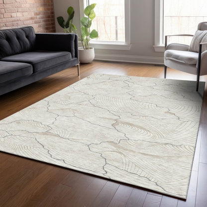 LOOMLAN Rugs Sahari Ivory Washable Indoor-Outdoor Rug