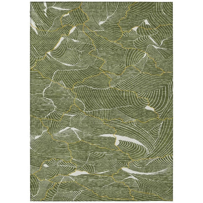 LOOMLAN Rugs Sahari Olive Washable Indoor-Outdoor Rug