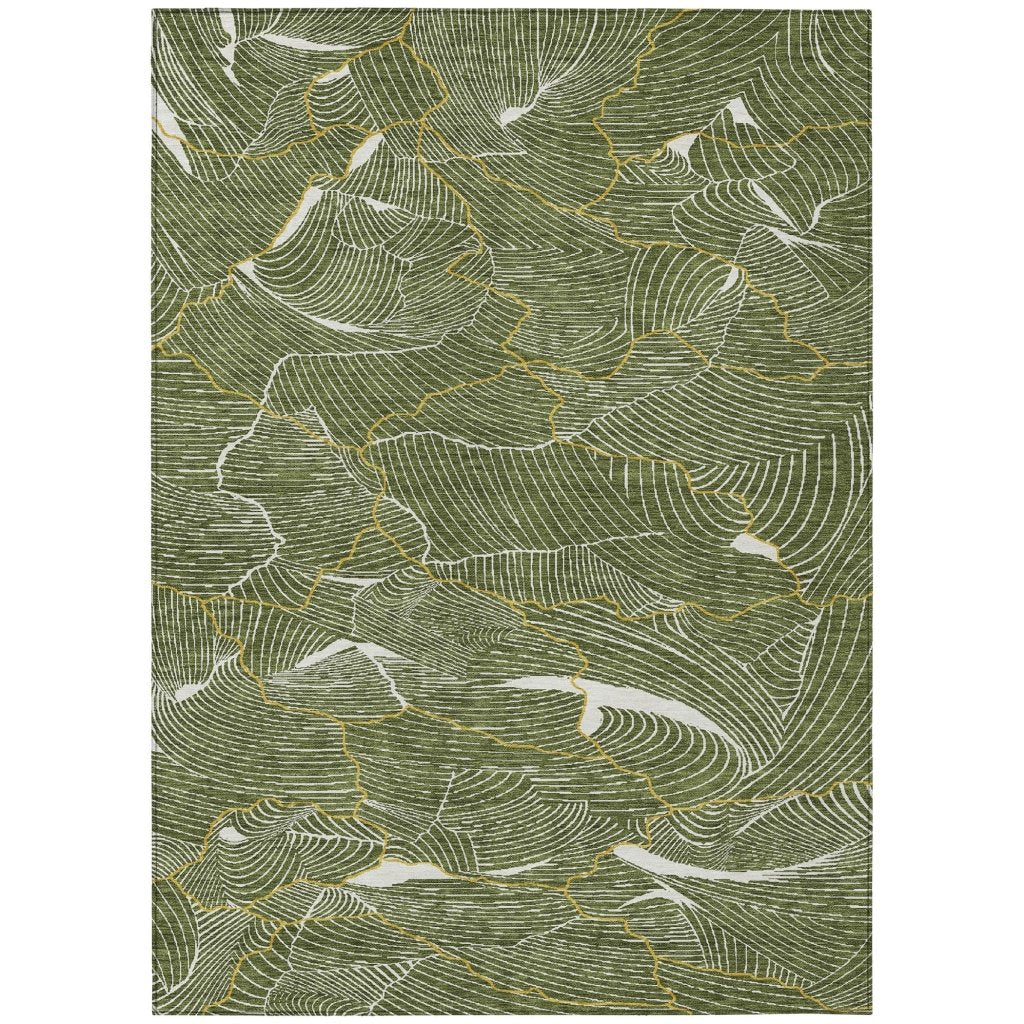 LOOMLAN Rugs Sahari Olive Washable Indoor-Outdoor Rug