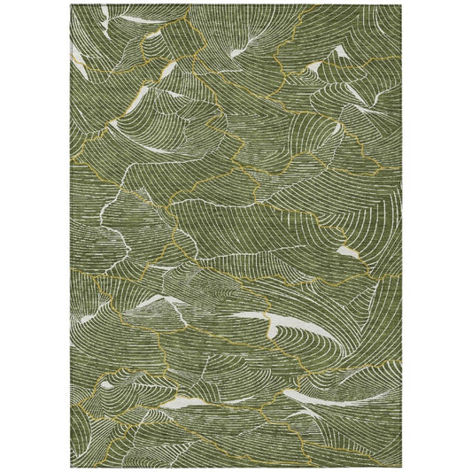 LOOMLAN Rugs Sahari Olive Washable Indoor-Outdoor Rug
