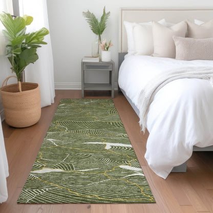 LOOMLAN Rugs Sahari Olive Washable Indoor-Outdoor Rug