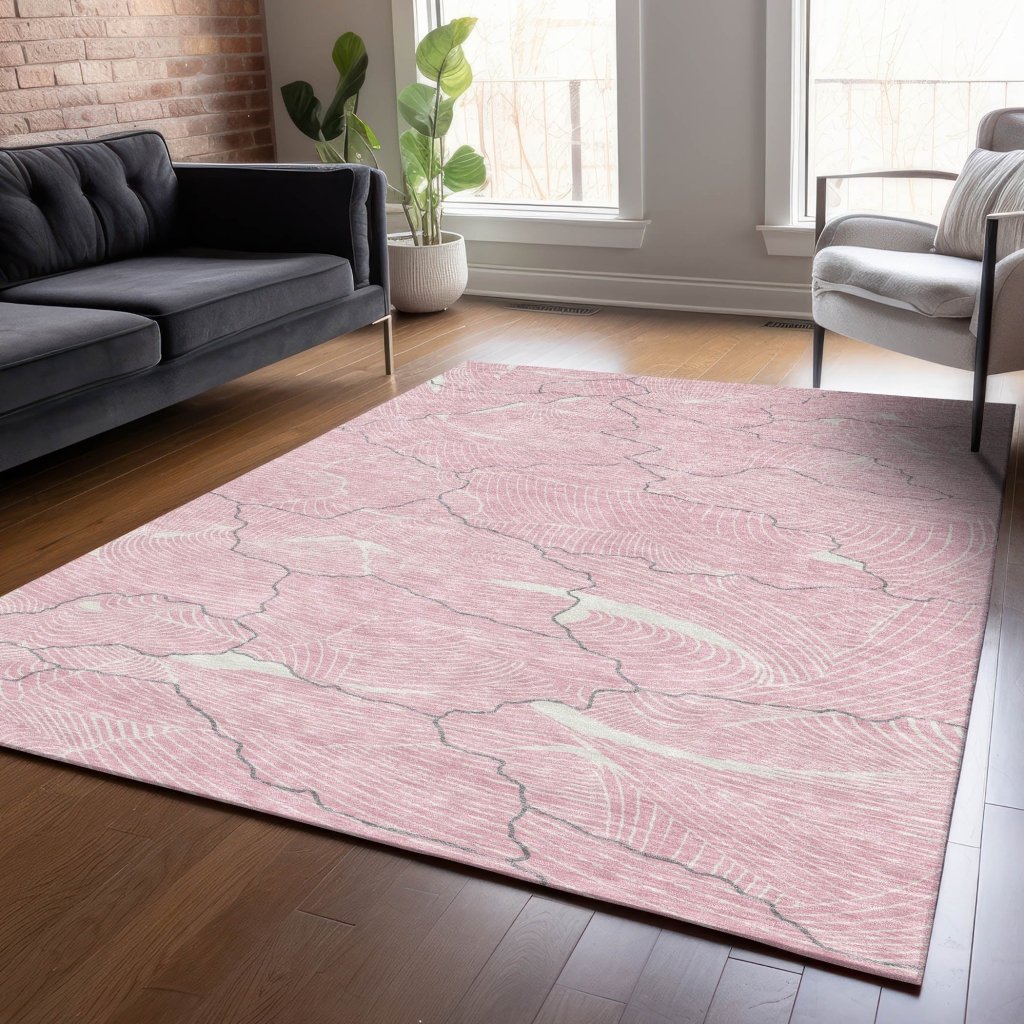 LOOMLAN Rugs Sahari Pink Washable Indoor-Outdoor Rug